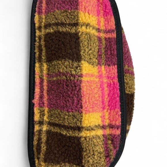 Plaid Pink and Yellow Fleece Crossbody Bag - Picture 5 of 5